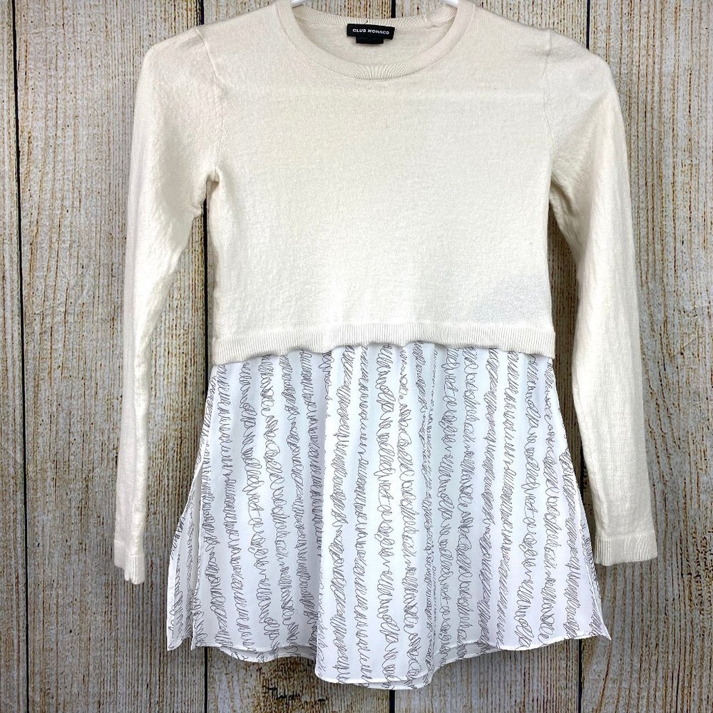 Club Monaco Split Knit Long Sleeve Top Sz XS